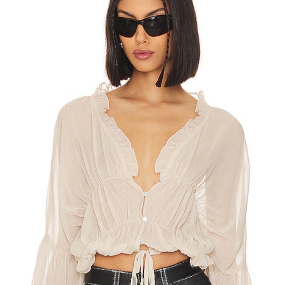 REVOLVE Tops - SNDY’s Cream Ruffle Sleeve Blouse